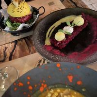 Starter and main course at Pandora Greenbox in Split