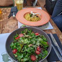 Natalie salad (wouldn't recommend it!) And orzortto at Pandora Greenbox in Split