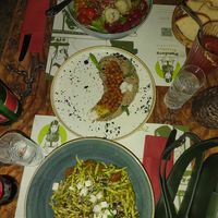 Anna magnami pesto past and truffle hummus starter at Pandora Greenbox in Split