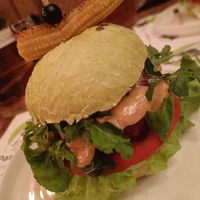 Lucy in the sky vegan beetroot and seed burger at Pandora Greenbox in Split