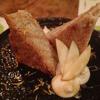 Apple cake with white caramel sauce and soy cream (Portia de Rossi) at Pandora Greenbox in Split