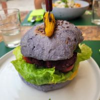 Beetroot burger at Pandora Greenbox in Split