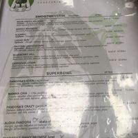 Menu at Pandora Greenbox in Split