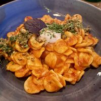 Vegan pasta with pistachio crumble, vegan cheese and herbs. Totally delicious.   at Pandora Greenbox in Split