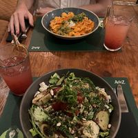 Lovely grilled veg salad, and my bf's pasta  at Pandora Greenbox in Split