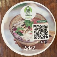 QR code for their latest menu (in euros also). Fyi no more truffle offerings b/c they're totally vegan now  at Pandora Greenbox in Split