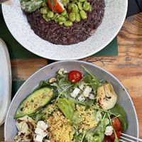 Risotto and salad  at Pandora Greenbox in Split