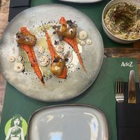 Polenta starter and hummus   at Pandora Greenbox in Split