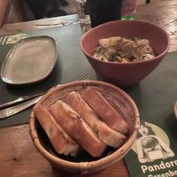 Hummus with foccacia  at Pandora Greenbox in Split