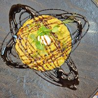 Risotto with zucchini, citrus feta cream and balsamic. Incredible. at Pandora Greenbox in Split
