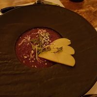 Purple cabbage apple soup at Pandora Greenbox in Split