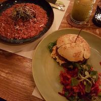 vegan burger-excellent!
beet risotto-excellent! at Pandora Greenbox in Split