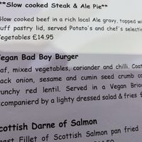 Menu (sept 2019) at Highland Getaway in Kinlochleven