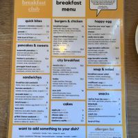 Menu at The Breakfast Club - Haarlemmerplein in Amsterdam