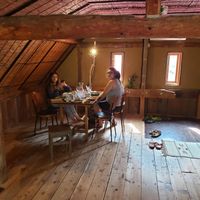 After a delicious meal in the upstairs room. at Cafe Goryo in Furano