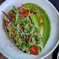 Avo on toast with spinach/"feta" cream at Tamper Sellers Wheel in Sheffield