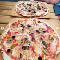 our pizzas at TerraPlana Café in Porto