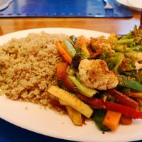 Wok veggies with quinoa, really good! at Ecole in Pucon