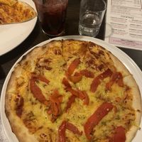 Vegan pizza - peppers and vegan cheese at Milan in Wooler