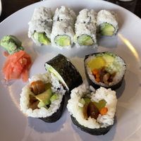 Avocado cucumber rolls and the fancy veggie roll with no egg  at AI Sushi & Grill in Hot Springs