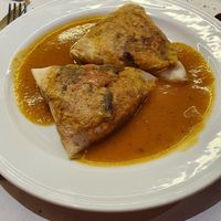 Masa brick rellena de verduras (vegano) at El Parral in Vitoria Gasteiz
