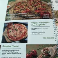 Menu at Dr Veggie in Yerevan