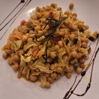 Curried chickpeas over rice at Paula's Bistro in Funchal