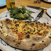 Vegan veggie calzonee  at Cafe Corvina in Falkirk