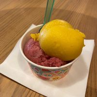 Raspberry & mango sorbets at Wafflemeister in South West London