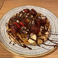 Chocolate, banana & strawberry waffle at Wafflemeister in South West London