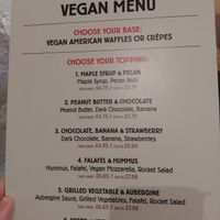 Separare vegan menu at Wafflemeister in South West London