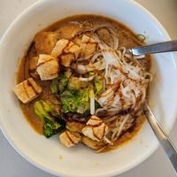 Pho with Satay sauce and vegan broth (specify when order - beef broth is the default) at Saigon Casa in Port Jefferson