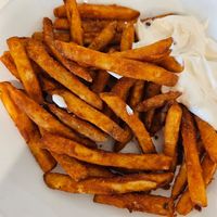 Free fries! (With vegan mayo we had at home) at Saigon Casa in Port Jefferson