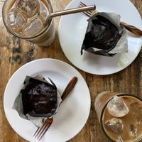 Iced coffee and muffin  at Kaffi Arugam Bay in Arugam Bay