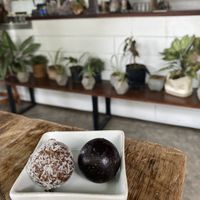 Tropical bliss ball was my fave and the dark chocolate one was lovely and fudge-y. Both vegan  at Kaffi Arugam Bay in Arugam Bay