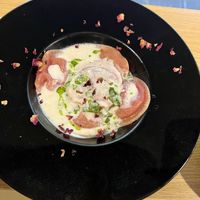 beetroot ravioli in a coconut sauce  at Paneri in Rhodes