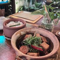 Steamed Rice with Braised Tofu & Shitake Mushrooms at Shamballa Vegetarian Restaurant & Tea House in Ho Chi Minh City