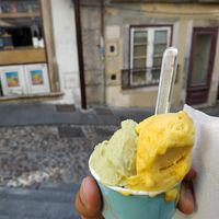 Helado de mango y coco y de aguacate y lima at Gelataria COSI in Coimbra