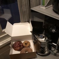 Cinnamon donut, raspberry swirl, pastel de nata  at Life's a Peach in Utrecht