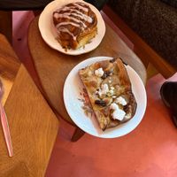 Pumpkin swirl and a focaccia with par, red onions and pecans  at Life's a Peach in Utrecht