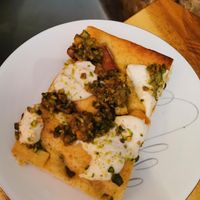 Focaccia with pistachio pesto at Life's a Peach in Utrecht