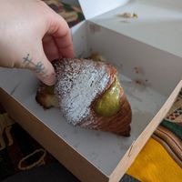 Cornetto with pistachio cream at Life's a Peach in Utrecht