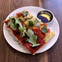 Two different halves of focaccia (I shared). Fresh and very tasty! at Life's a Peach in Utrecht