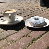 Coffee and donut at Life's a Peach in Utrecht