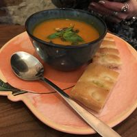 Pumpkin and tomato soup at Life's a Peach in Utrecht