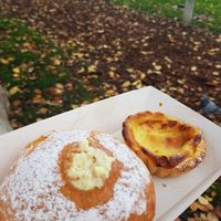 Donut filled with custard and Pastel de Nata at Life's a Peach in Utrecht