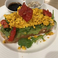 Avocado toast (subbed tofu scramble for eggs) with balsamic glaze and everything seasoning on the side  at B-Line Diner in Orlando