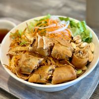 Porkless Vermicelli and Egg Rolls   at Saigon Vegan in Garden Grove