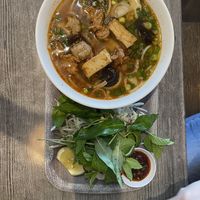 Royal noodle soup w chili oil added   at Saigon Vegan in Garden Grove