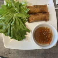 Egg rolls we couldn’t wait for (came with 4 or 5)  at Saigon Vegan in Garden Grove